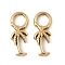 304 Stainless Steel Charms, Coconut Tree, Real 14K Gold Plated, 12x4.5x1.5mm, Hole: 3mm
