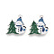 Christmas Rack Plating Alloy Enamel Snowman Pendants, Cadmium Free & Nickel Free & Lead Free, Platinum, Dark Green, 23x19.5x1mm, Hole: 1.5mm
