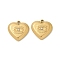304 Stainless Steel Pendants, with Rhinestone, Golden, Eye Charm, Heart, 16x16x3.5mm, Hole: 1.6mm