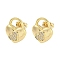 Brass Micro Pave Cubic Zirconia Ear Studs, Real 18K Gold Plated, Heart, 15x12mm