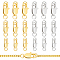 24Pcs 6 Styles Brass Lobster Claw Clasps, with Jump Rings, Platinum & Golden, 10~14x5~7x2.5~3mm, Hole: 2.5~3mm, 4pcs/style