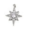 Brass Micro Pave Cubic Zirconia Pendants, Cadmium Free & Lead Free, Octagonal Star, with Jump Ring, Platinum, 28.5x21.5x4.5mm, Hole: 3.2mm