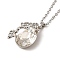 Brass Glass Pendant Necklaes, Stainless Steel Necklaces, Teardrop, Stainless Steel Color, 16.22 inch(41.2cm)
