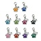10Pcs 10 Colors Glitter Dog Paw Print Alloy Enamel Pendant Decoration, Lobster Claw Clasps Charm for Bag Ornaments, Mixed Color, 34mm, 1pc/color