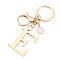 Stainless Steel Keychains, Golden, with Lobster Claw Clasps, Letter E, 97mm