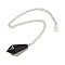 Natural Obsidian Cone Pointed Dowsing Pendulums, with Silver Plated Iron Curb Chains, Faceted, 210~215mm