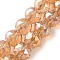 Transparent Electroplate Glass Beads Strands, Round, Faceted, Orange, 12x11mm, Hole: 1.6mm, about 33pcs/strand, 14.37 inch(36.5cm)