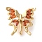 3 Hole Brass Micro Pave Cubic Zirconia Multi-strand Links, Butterfly, Real 18K Gold Plated, Chocolate, 16x16x6mm, Hole: 1.6mm