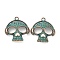 Alloy Pendants, Halloween, Red Copper & Green Patina, Skull, 30x28x8.5mm, Hole: 2.5mm