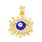 Brass Micro Pave Cubic Zirconia Pendants, Cadmium Free & Lead Free, Enamel Evil Eye Charms, Golden, 19.5x17.5x3mm, Hole: 3.5x5mm
