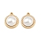 304 Stainless Steel Pendants, with ABS Plastic Imitation Pearl, Real 18K Gold Plated, PVD Vacuum Plating, Flat Round, 19x16x7.5mm, Hole: 1.6mm