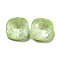 Glass Rhinestone Cabochons, Point Back & Back Plated, Faceted, Square, Chrysolite, 10x10x5.5mm