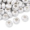 Opaque Resin Rondelle European Beads, with Silver Foill & Silver Tone Brass Double Cores, Large Hole Beads, White, 13.8x8.5mm, Hole: 4.5~5mm