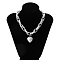 Heart Pendant Necklace, Aluminium & Alloy Paperclip Chain Necklaces, Platinum, 16.89 inch(42.9cm)