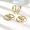 Brass Micro Pave Cubic Zirconia Hoop Earrings, Rack Plating, Long-Lasting Plated, Cadmium Free & Lead Free, Mixed Color, Real 18K Gold Plated, 17.5x16.5x4mm