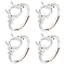 4Pcs Adjustable Brass Solitaire Ring Settings, 4 Claw Prong Ring Settings, with Clear Cubic Zirconia, Platinum, Inner Diameter: 17mm, Tray: 9.5x8mm