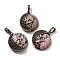 Natural Rhodonite Pendants, with Brass Findings, Flat Round, 26.5x23x9mm, Hole: 8x5mm