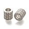 Rack Plating Brass Micro Pave Claer Cubic Zirconia European Beads, Large Hole Beads, Long-Lasting Plated, Lead Free & Cadmium Free, Column, Platinum, 10x9.5mm, Hole: 5mm