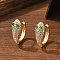 Brass Cubic Zirconia Hoop Earrings, 925 Sterling Silver Needle, Snake, Sea Green, 17x14x5mm