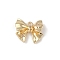 Brass Micro Pave Clear Cubic Zirconia Charms, Cadmium Free & Nickel Free & Lead Free, Bowknot, Golden, 8.5x10x3mm, Hole: 0.8mm