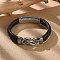 Braided Microfiber Leather Cord Bracelets for Men, with 316 Surgical Stainless Steel Polished Buckle and 304 Stainless Steel Finding, Stainless Steel Color, 9-1/2 inch(24cm)