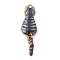 Alloy Enamel Pendant, Cat, Light Gold, Gray, 35x10mm