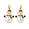 Brass Micro Pave Cubic Zirconia Enamel Pendants, Rack Plating, Cadmium Free & Lead Free, Long-Lasting Plated, Golden, Snowman, 21x15x4mm, Hole: 4x2mm