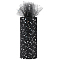 Polyester Ribbons, Glitter Metallic Ribbon, Sparkle, Black, 5-7/8 inch(150mm), 25yards/roll