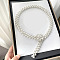 White Plastic Imitation Pearl Beaded Belly Chains, Alloy Crystal Rhinestone Buckle Waist Belts, Platinum, Flower, 650mm