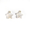 10Pcs UV Plated Iridescent Opaque Resin Pendants, with Glitter Powder & Golden Tone Loop, Star, White, 24mm