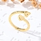 Brass Cuff Rings for Women, Letter, Letter H, Inner Diameter: 15.6mm