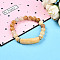 Natural Topaz Jade Beads Stretch Bracelets, with Brass Beads, Inner Diameter: 2~2-1/8 inch(51mm~53mm), Beads: 8mm in Diameter, Brass Finding: 7.5x3mm, Rectangular: 35x10.5x5.5~6mm