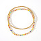 2Pcs Fashionable Brass & Seed Beads Beaded Stretch Bracelet Sets for Women, Golden, 6-7/8 inch(17.5cm)