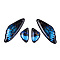 Transparent Resin Wing Earrings Pendants, Wings Charms, Light Sky Blue, 39x15x3mm, Hole: 1.2mm, Small wings: 11x19.5x3mm