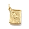 Brass Pendants, Rectangle with Spades, Cadmium Free & Lead Free, Rack Plating, Long-Lasting Plated, with Jump Ring, Real 18K Gold Plated, 15.5x12.5x2.5mm, Hole: 3.5mm