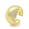 Brass Micro Pave Clear Cubic Zirconia Cuff Rings, Open Rings for Women, Cadmium Free & Nickel Free & Lead Free, Real 18K Gold Plated, Adjustable