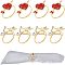 Arrow & Heart Alloy Napkin Rings, with Resin Rhinestone, Napkin Holder Adornment, for Valentine's Day Place Setting, Golden, 44.5x49.5mm, Inner Dimeter: 35.5mm, 2 style, 4pcs/style, 8pcs
