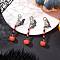 Halloween Handmade Glass Seed Beaded Pendants Decorations, with Alloy Lobster Claw Clasps, with Enamel Bat, Mixed Color, 65~68mm