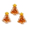 Glass Enamel Beads, Christmas Trees, Dark Orange, 18x15x7mm, Hole: 1.2mm