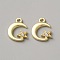 Alloy Rhinestone Pendants, Moon & Star, Golden, 17x13.5x2.5mm, Hole: 1.8mm