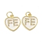 Brass Micro Pave Cubic Zirconia Pendants, with Enamel, Rack Plating, Heart with Word FE, Lead Free & Cadmium Free, Long-Lasting Plated, with Jump Ring, Real 18K Gold Plated, White, 16.5x15x2.5mm, Hole: 3.5mm