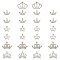26Pcs 5 Styles Alloy Rhinestone Cabochons, Crown, Silver, 14.5~24x22~32.5x3.5~5.5mm