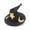 Halloween Imitation Leather Hair Accessories, with Iron Alligator Hair Clips Findings, Hat with Star, Black, 72x37mm