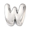 Brass Initial Beads, Platinum, Long-Lasting Plated, Rack Plating, Lead Free & Cadmium Free, Letter W, 21.5x20.5x7.5mm, Hole: 8.5x4mm