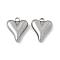 Non-Tarnish 201 Stainless Steel Pendants, Heart Charm, Stainless Steel Color, 18x14x4.5mm, Hole: 2mm