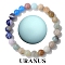 Planet Theme Jewelry Gift, Mixed Gemstone Round Beaded Stretch Bracelets, Uranus, 7-1/2 inch(19cm)