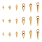 30Pcs 6 Styles 304 with 201 Stainless Steel Pendants, Spike/Cone, Real 18K Gold Plated, 7.5~21x3~6mm, Hole: 1.8~3.2mm, 5pcs/style