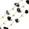 Handmade Natural Snowflake Obsidian Chip Beaded Chains, Soldered, with Rack Plating Brass Findings, Long-Lasting Plated, Lead Free & Cadmium Free, with Spool, Real 18K Gold Plated, 5~14x2~7x3~7mm