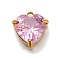 304 Stainless Steel Rhinestone Pendants, Heart, Real 18K Gold Plated, Light Rosaline AB, 11x9.5x5mm, Hole: 1.6mm