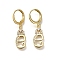 Brass Clear Cubic Zirconia Hoop Earrings, Real 18K Gold Plated, Letter E, 31.5mm, pendants: 18x8x2mm
